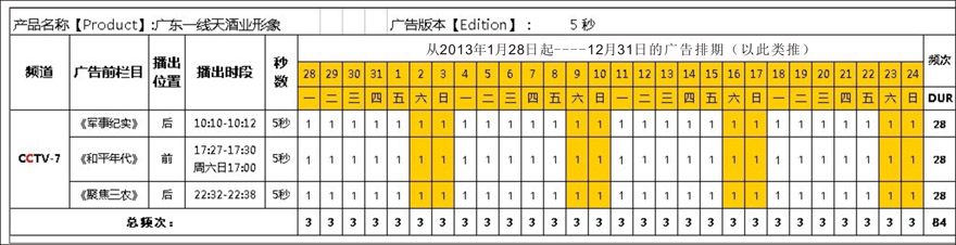 一線天廣告排期表