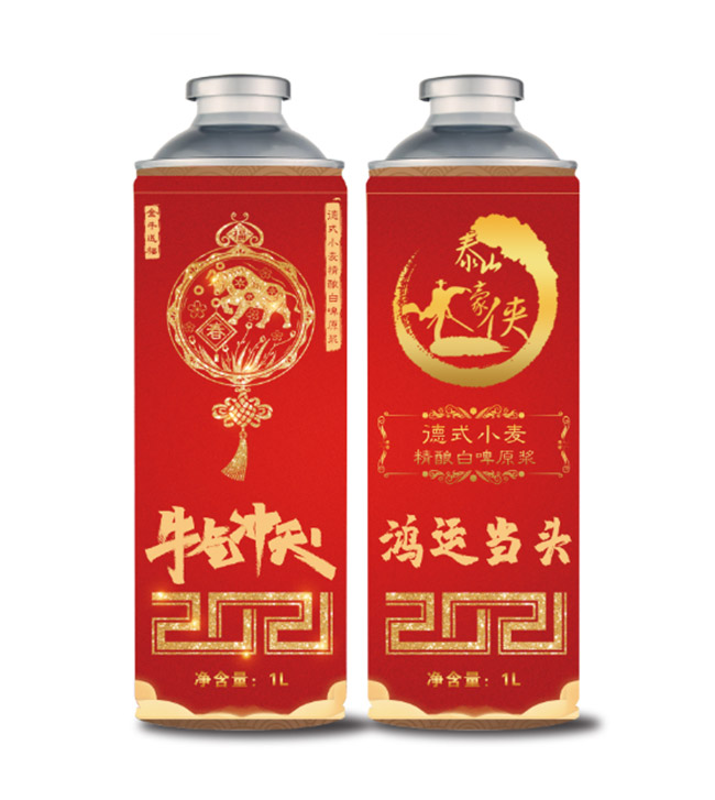 泰山豪俠德式小麥精釀原漿啤酒鴻運當頭1L