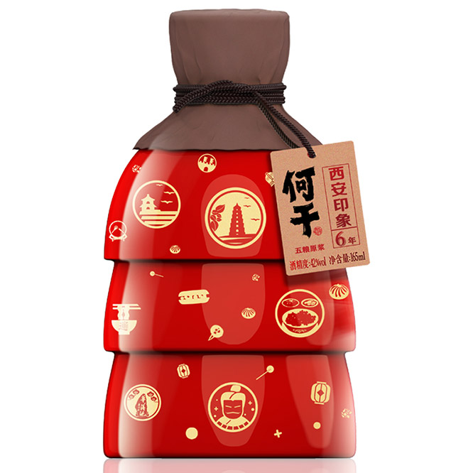 何干西安印象小酒五糧原漿6濃香型白酒商務宴請【42度165ml】