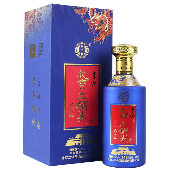 永豐牌北京二鍋頭酒京派淳和藍(lán)龍清香型白酒【50°500ml】