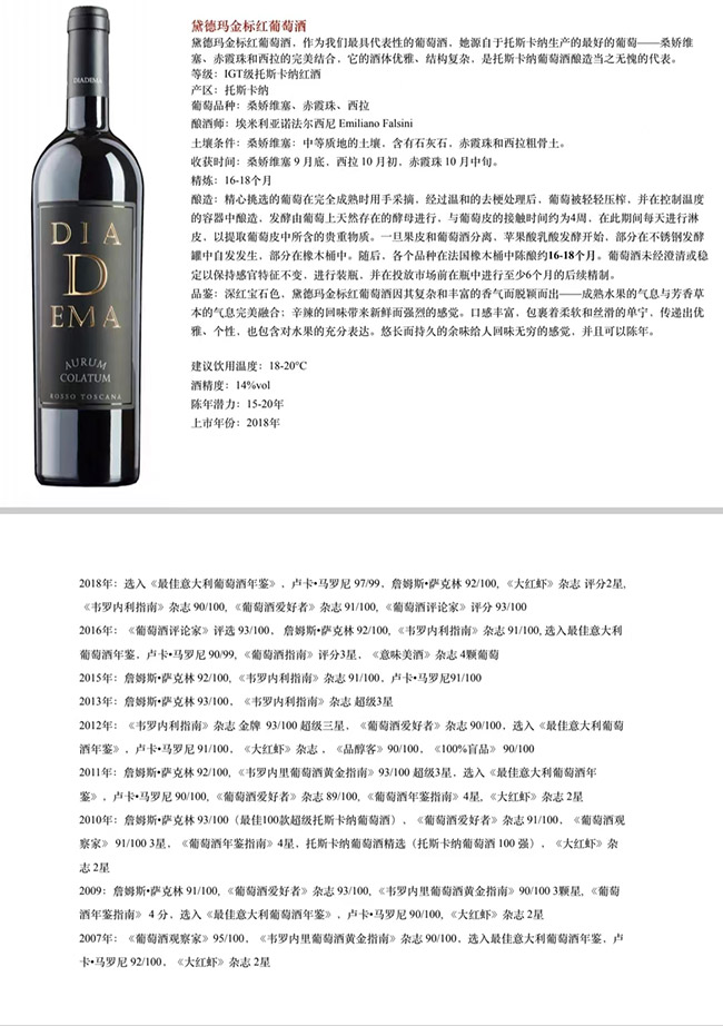 黛德瑪金標干紅葡萄酒【14° 750ml】